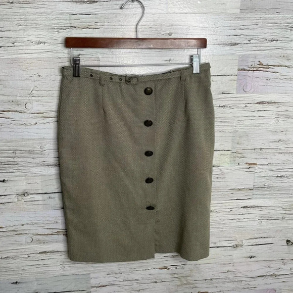 Vintage savannah button up belt cream skirt 9 - Picture 1 of 11